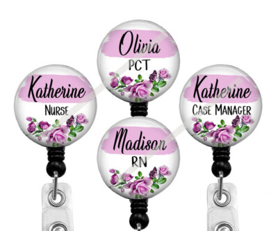 Badge Reel for Nurse RN LVN PCT CNA Case Manager  Add Any Title/Credential, 653M