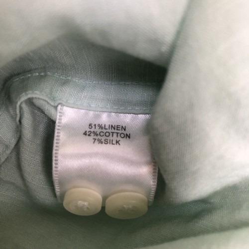 Camisa Peter Millar Para Hombre Mediana Verde Abotonada Lino Seda Campamento Manga Larga - Imagen 6 de 8