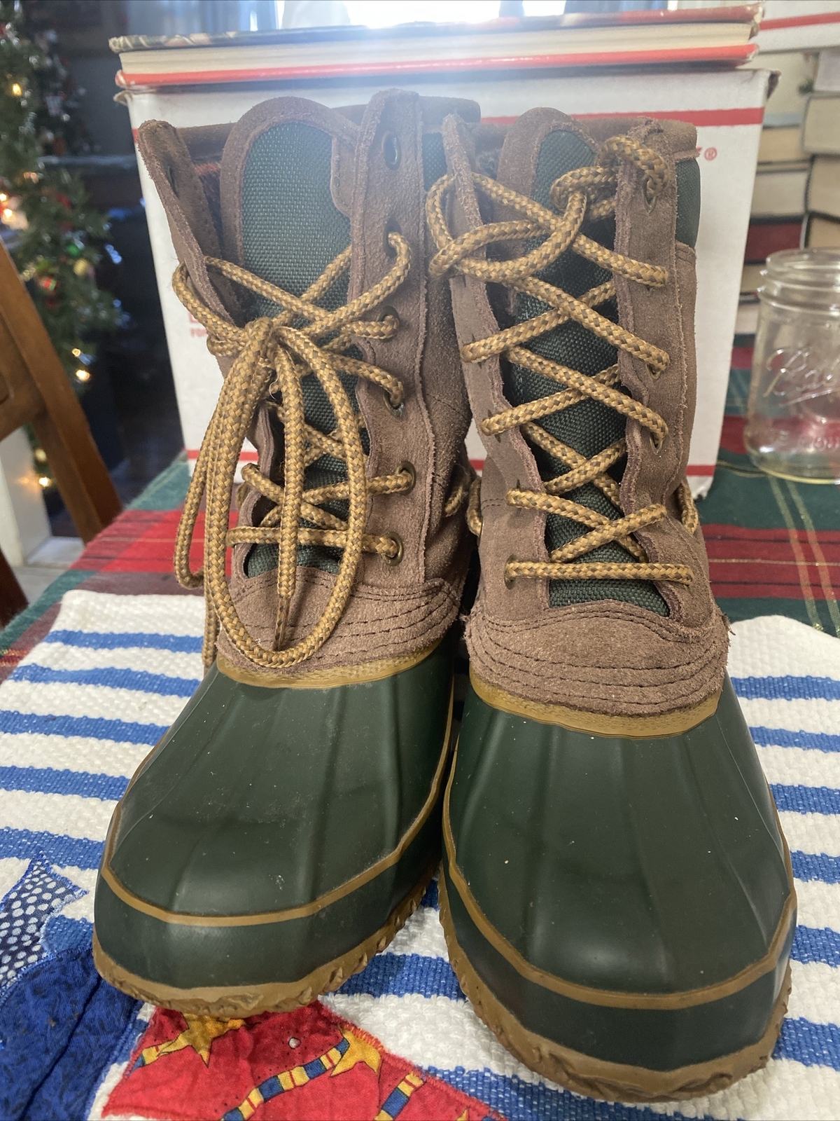 G H Bass & Co Womens Bernice Duck Boots Brown Faux Fur Lace Up Size 6M