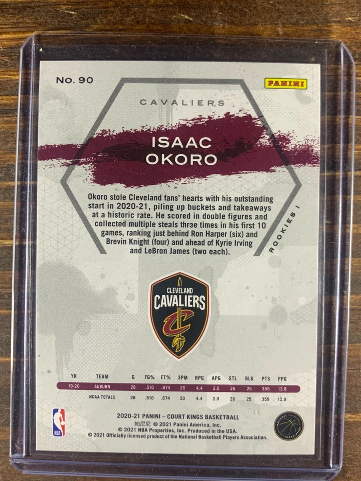 Isaac Okoro Basketball Rookie Card #90 Panini Court Kings Cavaliers NBA RC LVL 1 - Image 2 of 2