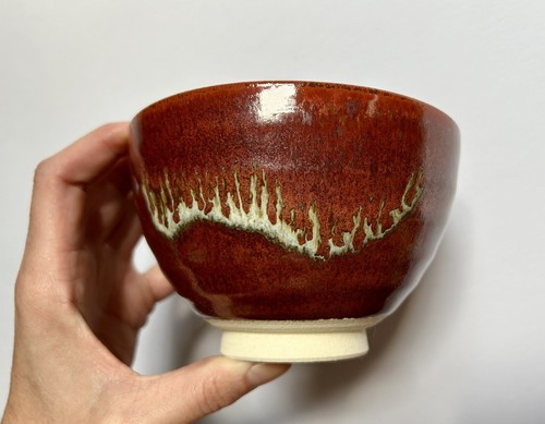 NEU! DōMatcha TOKONAME-YAKI MATCHASCHALE mit Schneebesen — rot glasierte Handarbeit Keramik - Bild 11 von 20