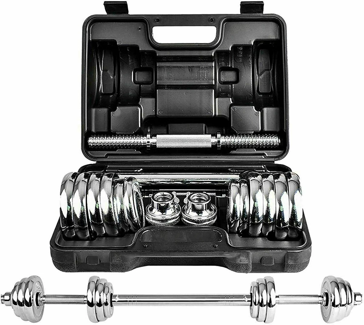 Set Manubri Regolabili 30 Kg Con Bilanciere - Per Palestra Casa, Uomini E Donne, Include Piastre E Connettore, Materiale PE E Vinile