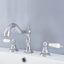 Polished Chrome Widespread Bathroom Sink Faucet 2 Handles Vanity Basin Mixer Tap