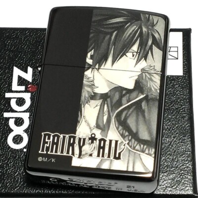 Zippo Lighter Fairy Tail Grey Laser Engraving Black Hiro Mashima Regular Case