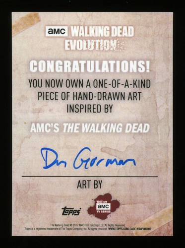 2017 Topps The Walking Dead Evolution Dan Gorman Artist Sketch Card - Picture 2 of 2