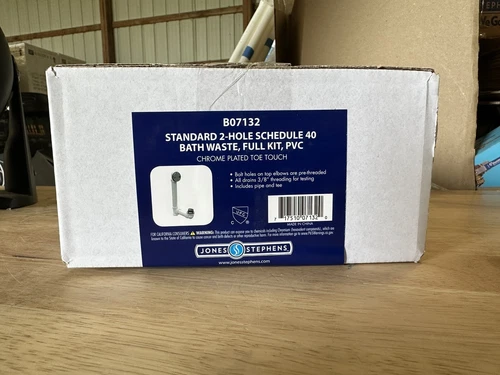 JONES STEPHENS Toe Touch White Plastic Tubular 2-Hole Bath Waste Drain Kit - Picture 3 of 3