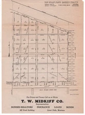 1926 Real Estate Tract Map of Sun River Park Gardens Great Falls Montana