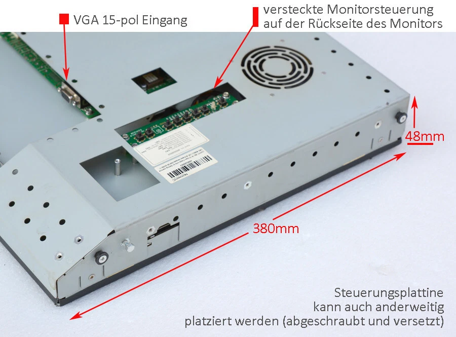 MONITOR OPEN FRAME 26" 66cm 1920x1200 FULL HD+ 16:10 FORMATO 24V ANCHE PER CAMION M26 - Immagine 4 di 4