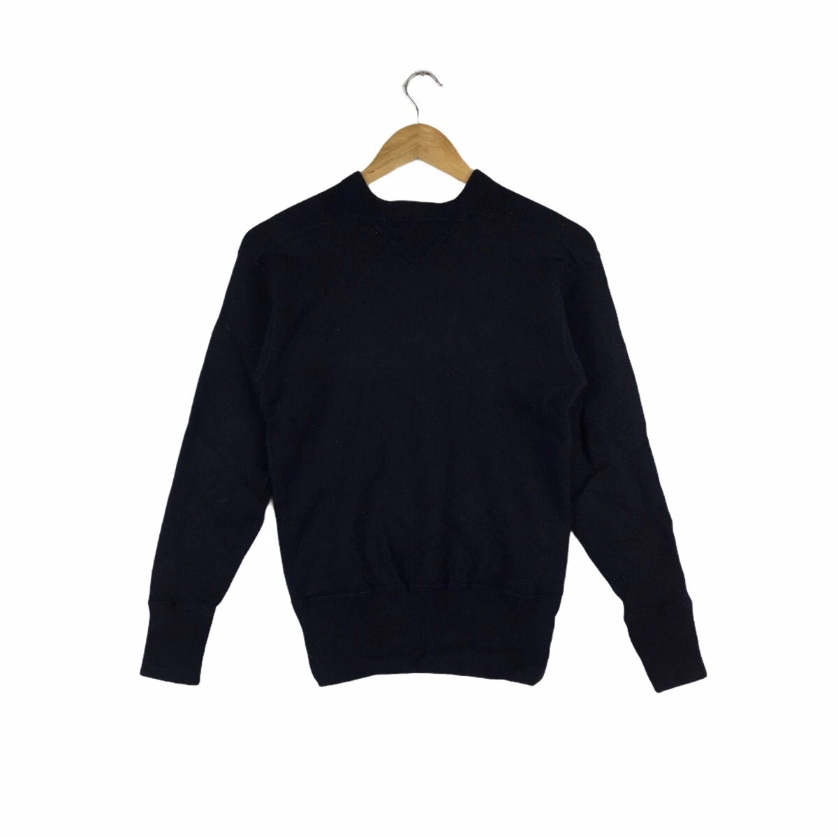 Vtg THE REAL MCCOY S Ballpark Japanese Denim Sweatshirt Knitwear Plain Black
