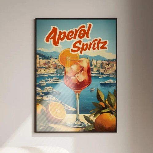 Aperol Spritz Cocktail Art Print - Bar Cart Decor Poster - Trendy Aperol Spritz