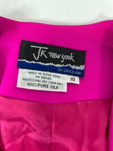 VINTAGE 90s JK NEW YORK Silk Skirt Suit US 10 Wrap Rhinestone Set Ruffle MINT - Picture 6 of 14