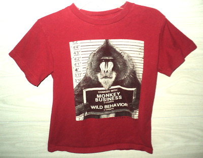 Keystone Safari Monkey Business Mandrill T-Shirt Boy's Youth Sz M Red Short Slv
