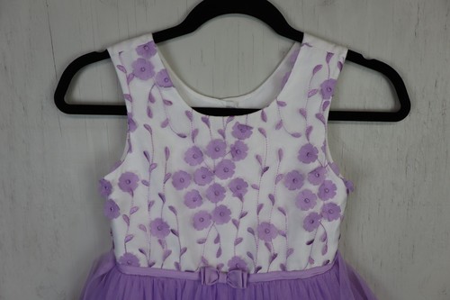 Girls Jona Michelle White Purple Floral Easte Dress Size 7 Formal Wedding Dressy - Picture 5 of 7
