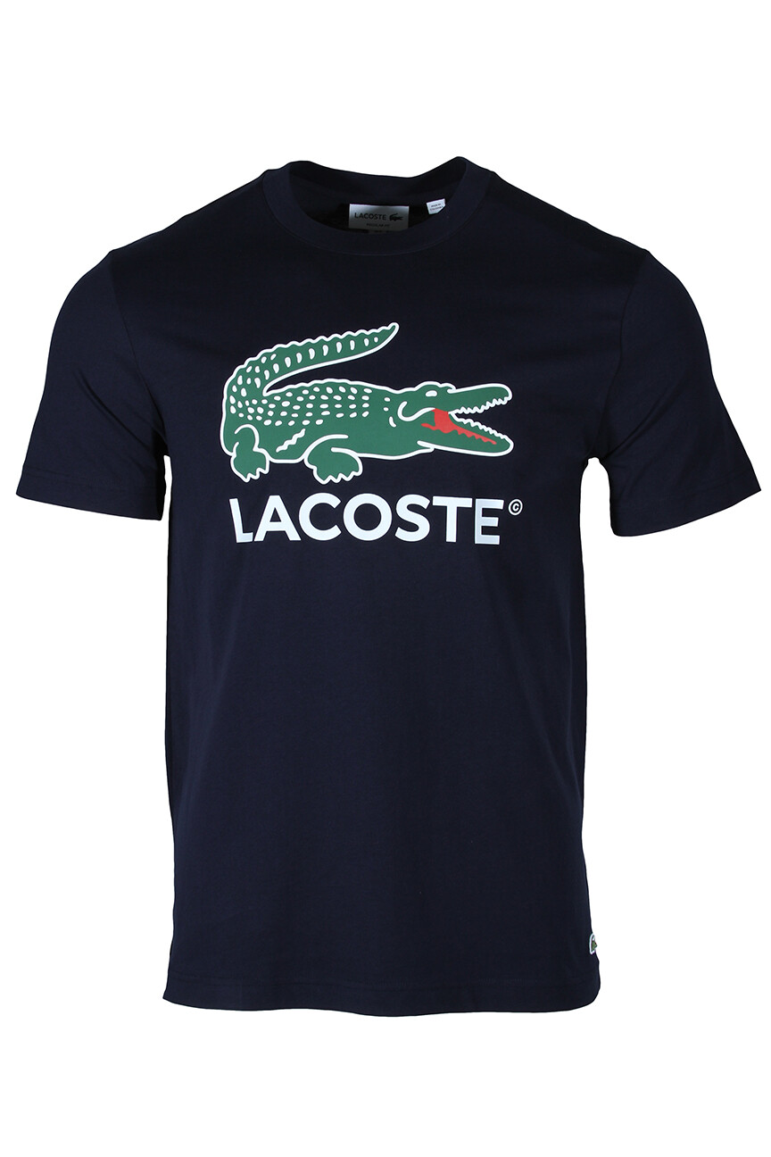 Мужская футболка из хлопчатобумажного джерси Lacoste с фирменным принтом темно-синего цвета TH1285-51 166