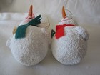 Vintage Lot of 2 Snow Coated Hollow Plastic SNOWMEN w/ carrot nose Christmas — photo 10