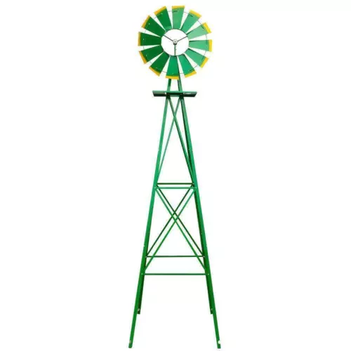 8FT Weather Resistant Yard Garden Windmill Green - Picture 1 of 7