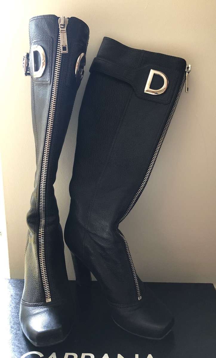 Dolce & Gabbana D&G Black Leather Front Zip Logo Boots 37.5 Dolce & Gabbana D&G Black Leather Front Zip Logo Boots 37.5