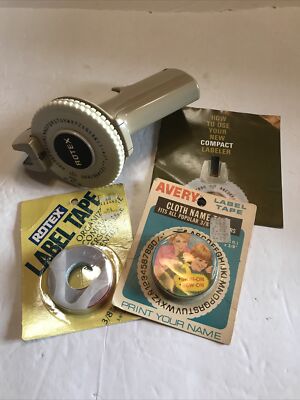 Vintage Rotex Compact Label Maker Tan Color uses 3/8” Tape
