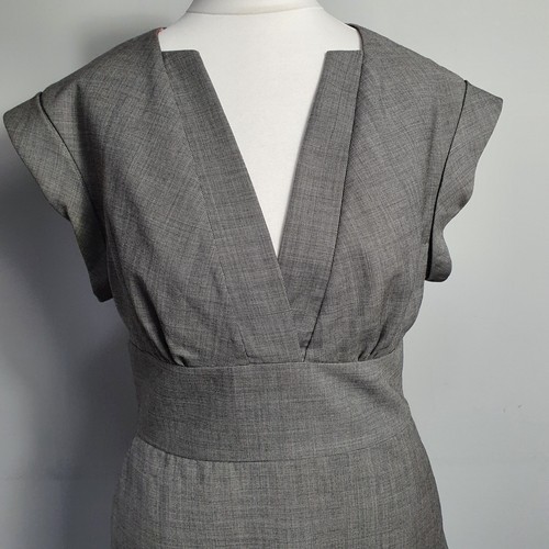 TED BAKER Wool Shift Dress Pencil Empire Line Smart Business Size 2 UK 8/10 Grey - Picture 7 of 24