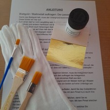 Blattgold Set Anlegeset 100 x Blatt Gold ca. 8,5 x 8cm Milch, Pinsel...