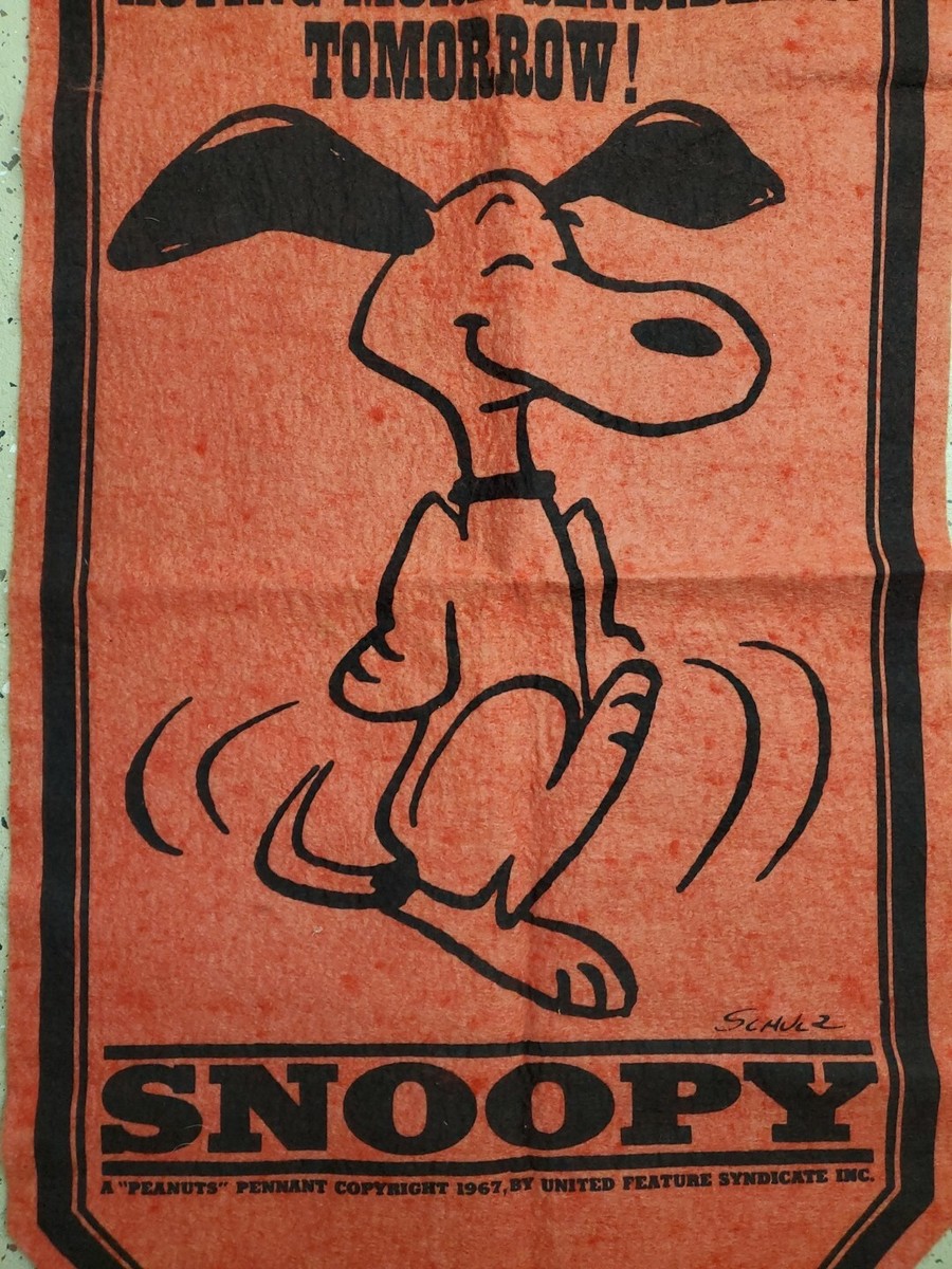 Vintage 1967 Peanuts Snoopy Felt Banner Got To Start Acting