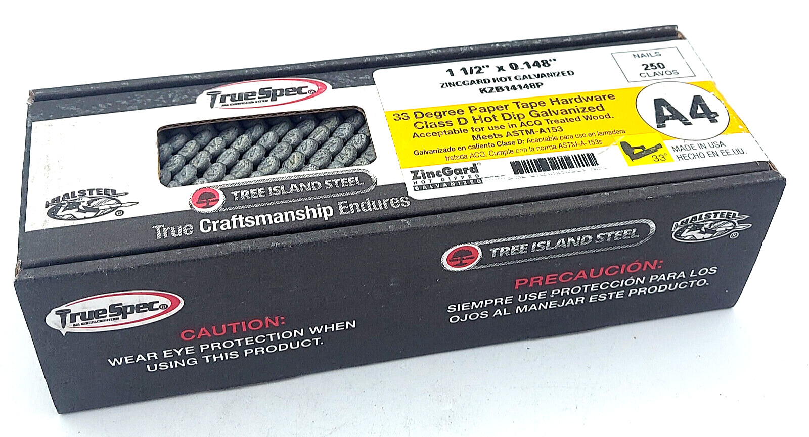 Halsteel 1-1/2" x 0.148 Hot Dip Galv Paper Tape 33-degree Hardware Nails 250ct