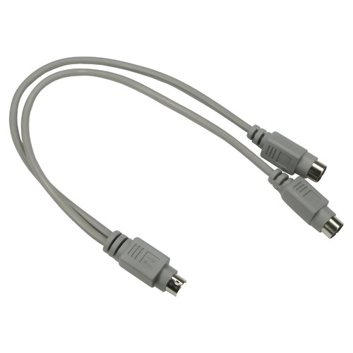 PS/2 PS2 6 Pin mini DIN splitter cable, male to 2x female. - Picture 2 of 3