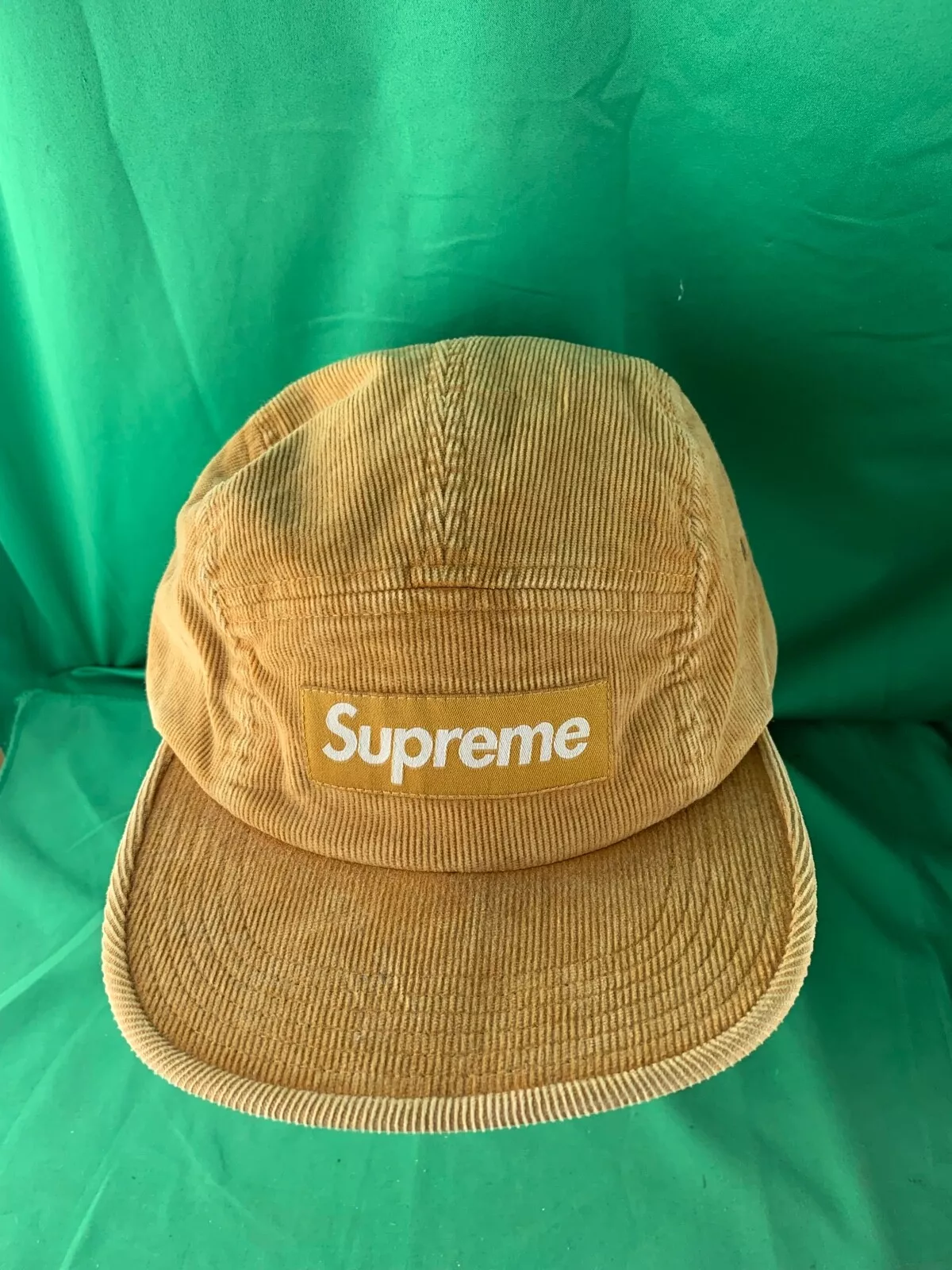 Chapeau 5 panneaux sangle Supreme Corduroy Croc Sangle Or Curry F/W 2013 casquette de camp