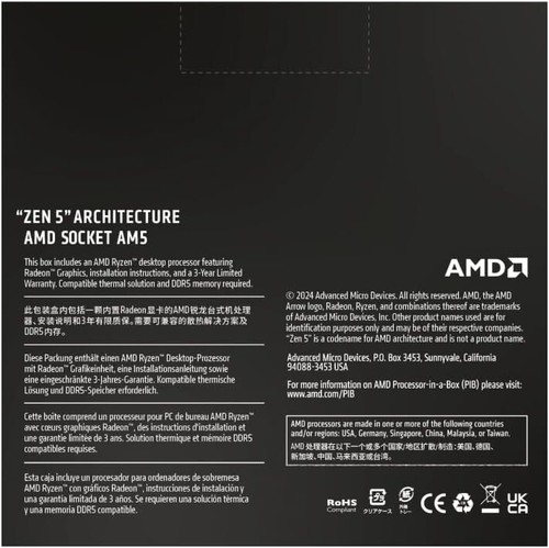 AMD Ryzen 9 9950X AM5 Zen5 16 Core, 32 Thread AMD Radeon Graphics Processor NEW - Afbeelding 5 van 6
