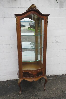 French Late 1800s Painted Vitrine Display Curio Cabinet Cupboard