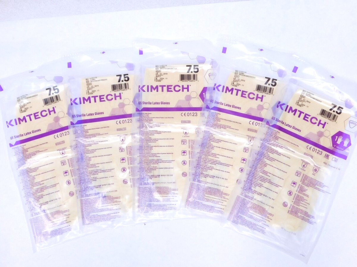 Pair) Kimberly Clark Kimtech G5 Sterile Latex Gloves 56854 AQL