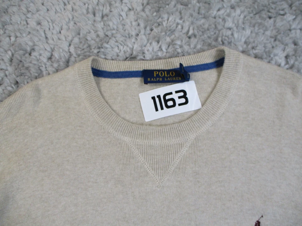 Suéter Ralph Lauren Para Hombres Grande Bronceado Granate Poni Pullover Cuello en V Costa Este Preparación Foto 3 de 4