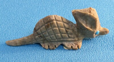  Zuni Carved Picasso Marble Armadillo Fetish w/ Turquoise Eyes by Dana Malani 