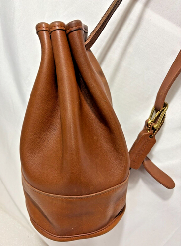 Vintage Coach Tan Brown Leather Drawstring Bucket Bag Shoulder NO-J5D-9994 - Picture 2 of 14