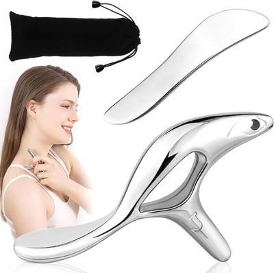 Massagegerät Set Gua Sha Triggerpunkt Edelstahl für Rücken Nacken Arme Beine