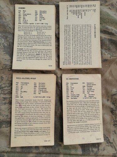 Advanced Dungeons & Dragons Monster Cards 1982 Sets 1-4, 1 Comp 2-4 Incomp, Used - Picture 2 of 11