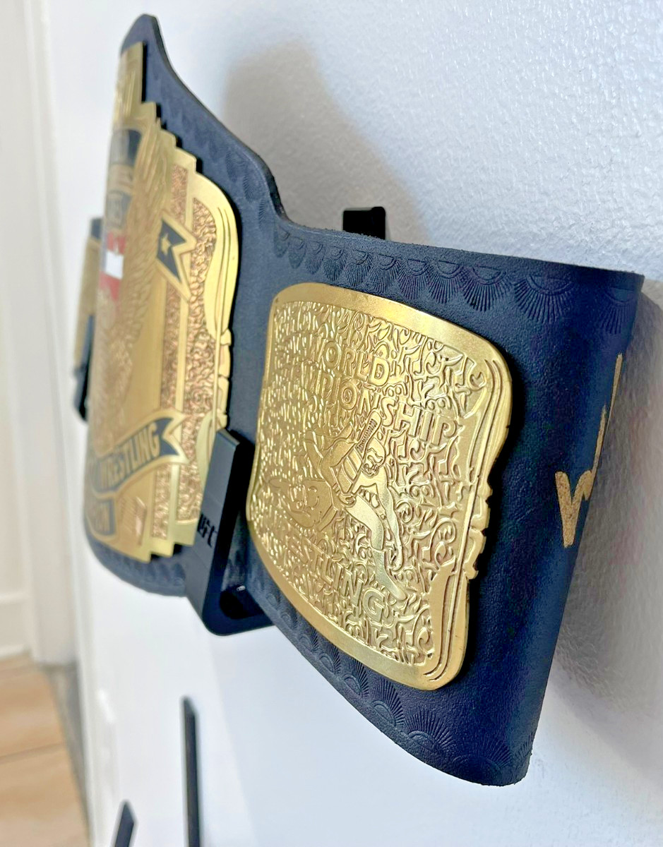 Black UFC Championship Belt Wall Mount Brackets – Wall Display Hooks (Set of 2)