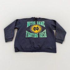 Vintage 90s Logo 7 Heavyweight Mens Navy Notre Dame Fighting Irish Sweatshirt XL