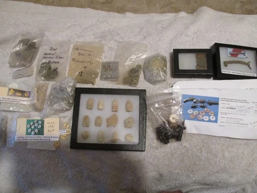 HUGE Lot Dug American Civil War Relics Musket Tools Skeleton Key Button Bullets+