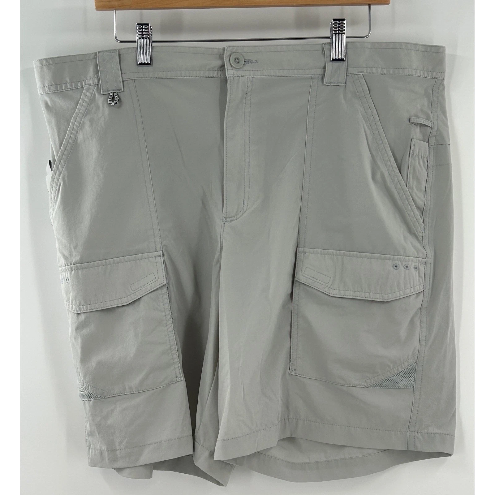 Columbia PFG Mens Gray Omni-Shade Performance Fishing Cargo Shorts XL 8L