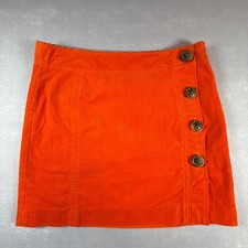 Vineyard Vines orange corduroy mini skirt - bright big button side zip size 6