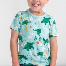 Little Sleepies Play Sea Turtle Friends short sleeve pocket tee size 6 bamboo