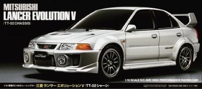 Tamiya 58713 Mitsubishi Lancer Evo V (TT-02) 1:10 RC Car Bausatz (mit ESC)