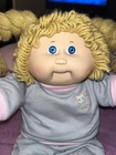New ListingVintage Cabbage Patch Kids 14in Soft Cloth Girl Doll Blonde Blue Eyes Signed