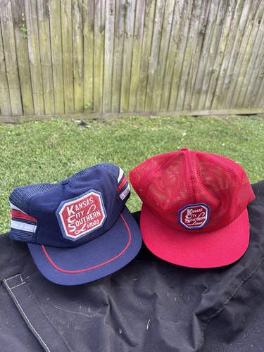 Vintage Kansas City Southern Lines Railroad Snapback Hat Cap Three 3 Stripe USA