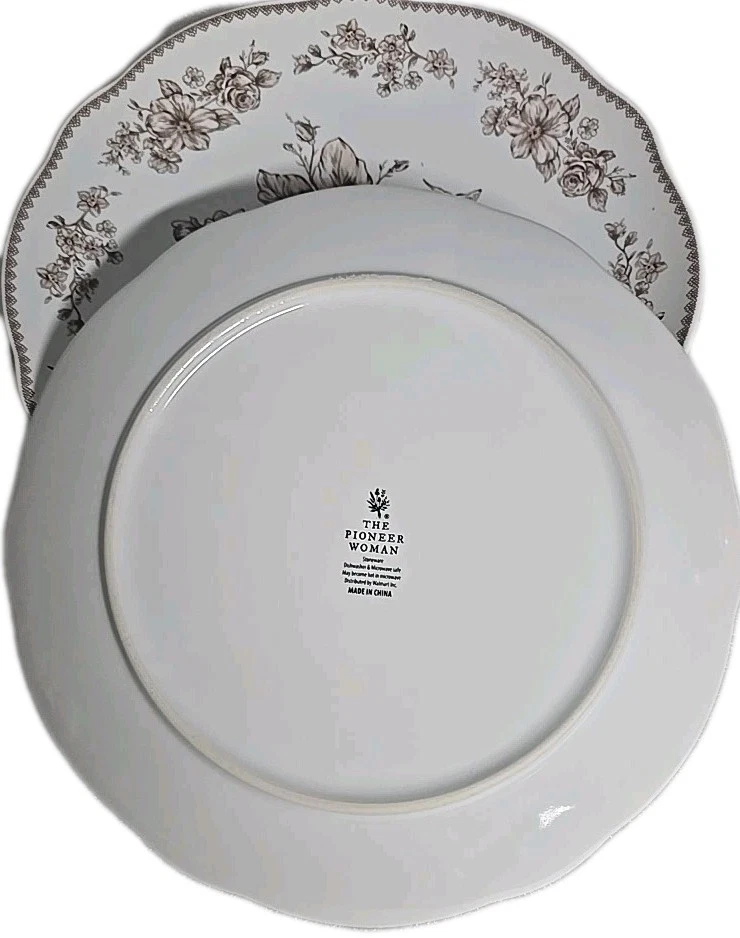 Juego de cuatro (4) platos de cena de gres Pioneer Woman ~ AGATHA BROWN ~ 10,5" Foto 4 de 4