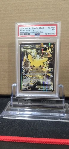 2016 PM XY Black Star FA/ Pikachu EX Promo - Red & Blue #XY124 NM PSA 7