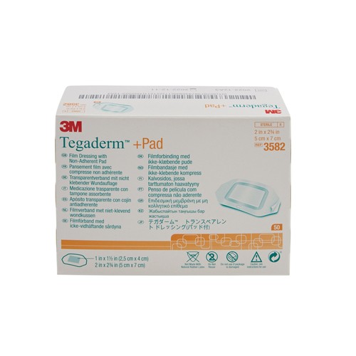 3M Tegaderm Transparent Film Dressing with Pad 2 x 2.75" Sterile 3582 200 Ct - Picture 2 of 5