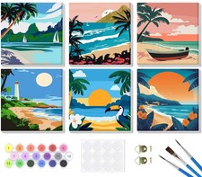 6 Pack Landscape Paint by Numbers for Adults Beginners Framed, Easy Adult Pai...
