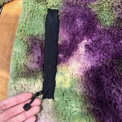 STUSSY Reversible Tie Dye Micro Fleece Sherpa Jacket L Green / Purple / Black - Picture 4 of 15